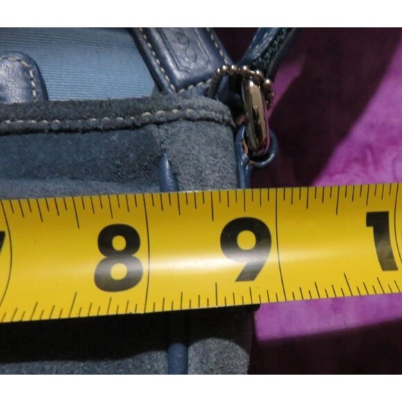 Coach 2004 Blue Suede & Leather Double Buckle Flap Closure Crossbody Bag - Picture 12 of 14